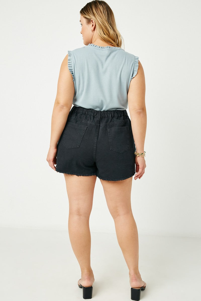 Black Distressed Jean Shorts