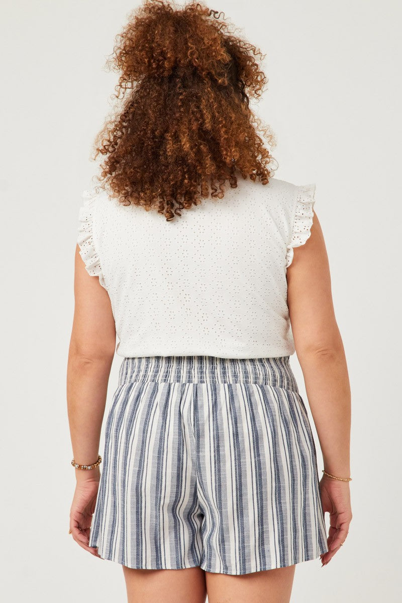 Heathered Stripe Smocked Waist Shorts