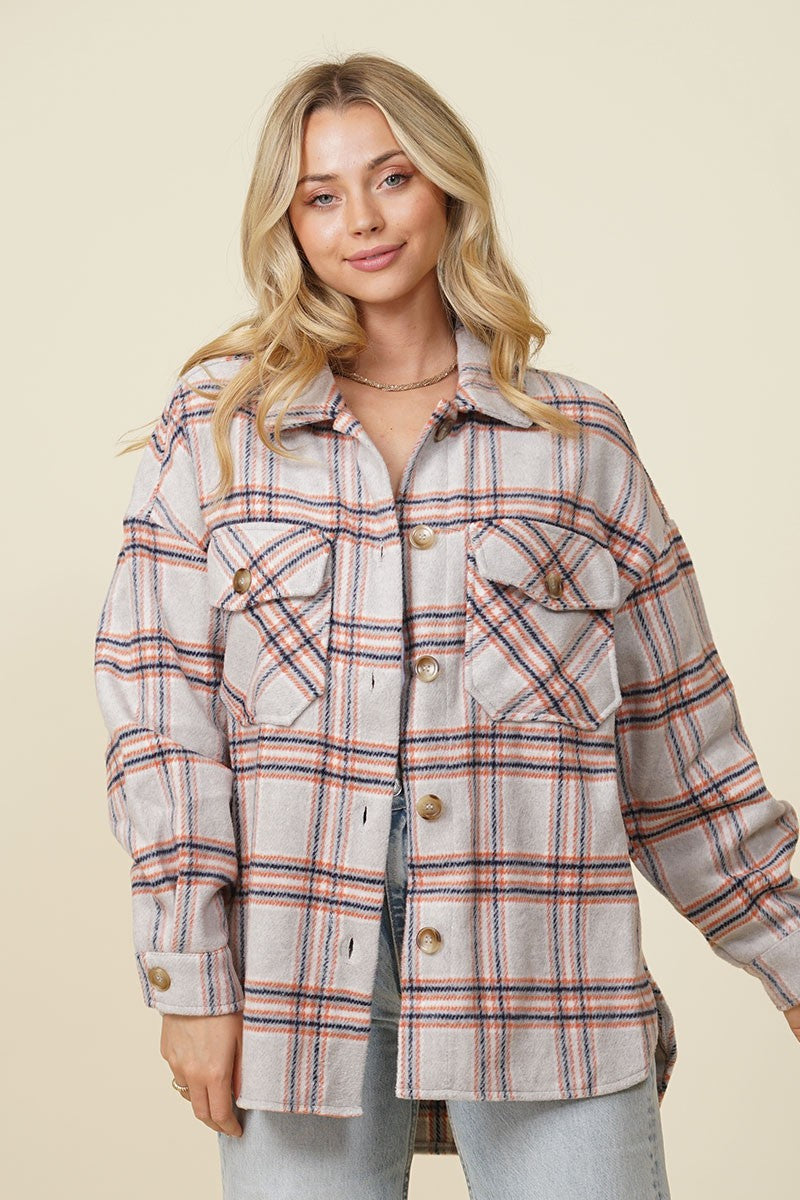 Beige Plaid Shacket