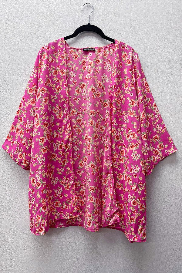 Fuchsia Dainty Floral Kimono