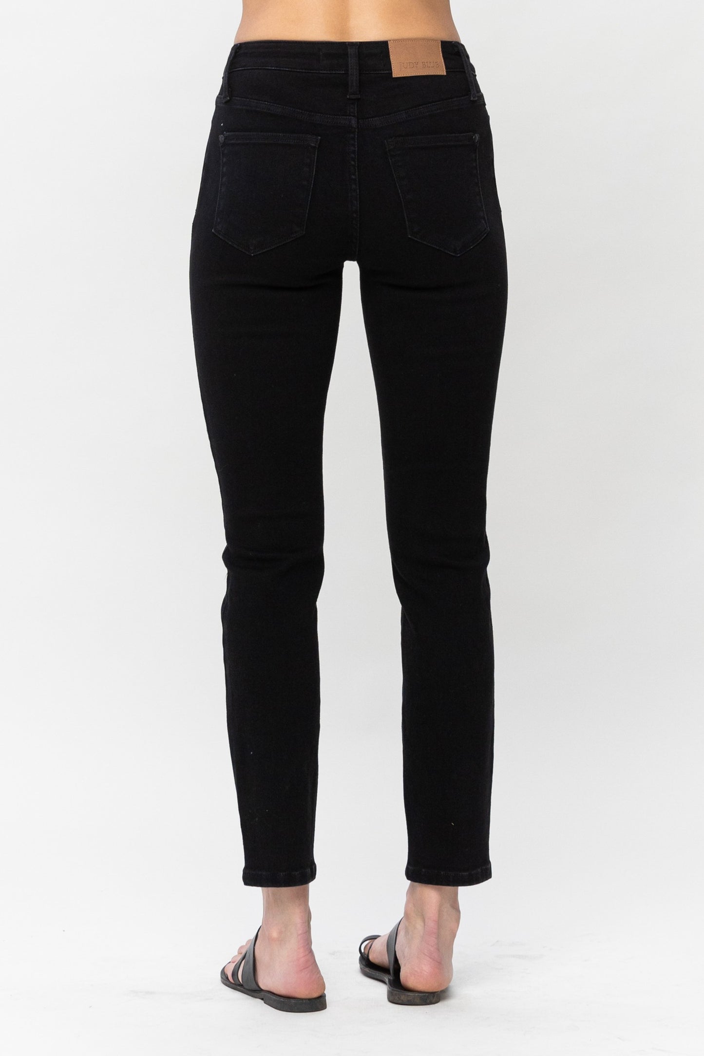 Judy Blue-Jet Black Midrise Slim Fit Jeans