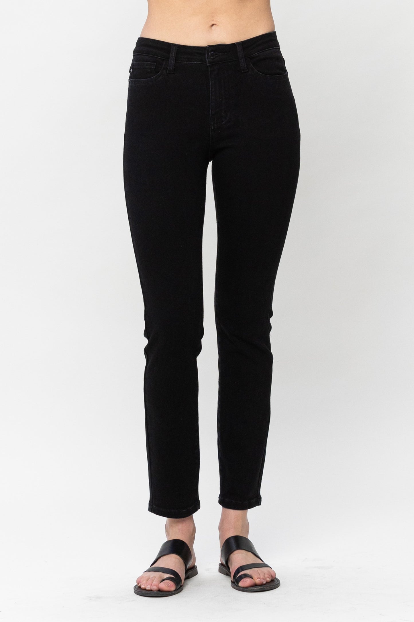Judy Blue-Jet Black Midrise Slim Fit Jeans