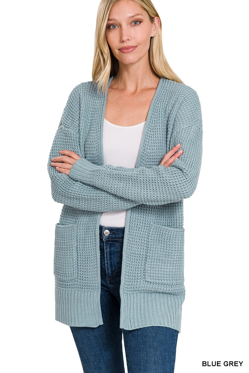 Blue/Grey Waffle Knit Cardigan