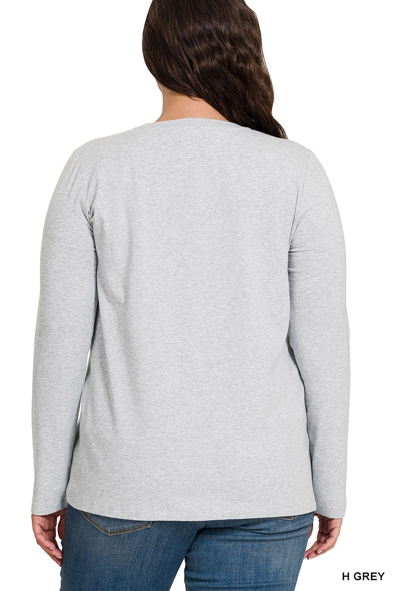 H. Grey Cotton Long Sleeve Top