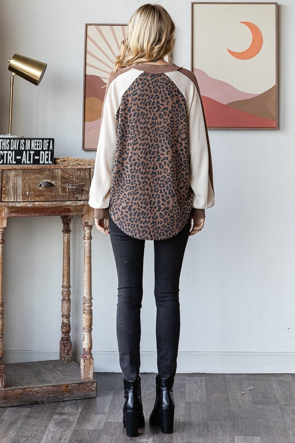 Leopard Colorblock Long Sleeve Top