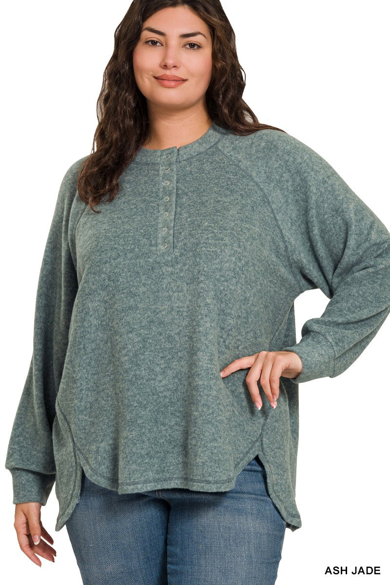 Ash Jade Oversized Henley Sweater