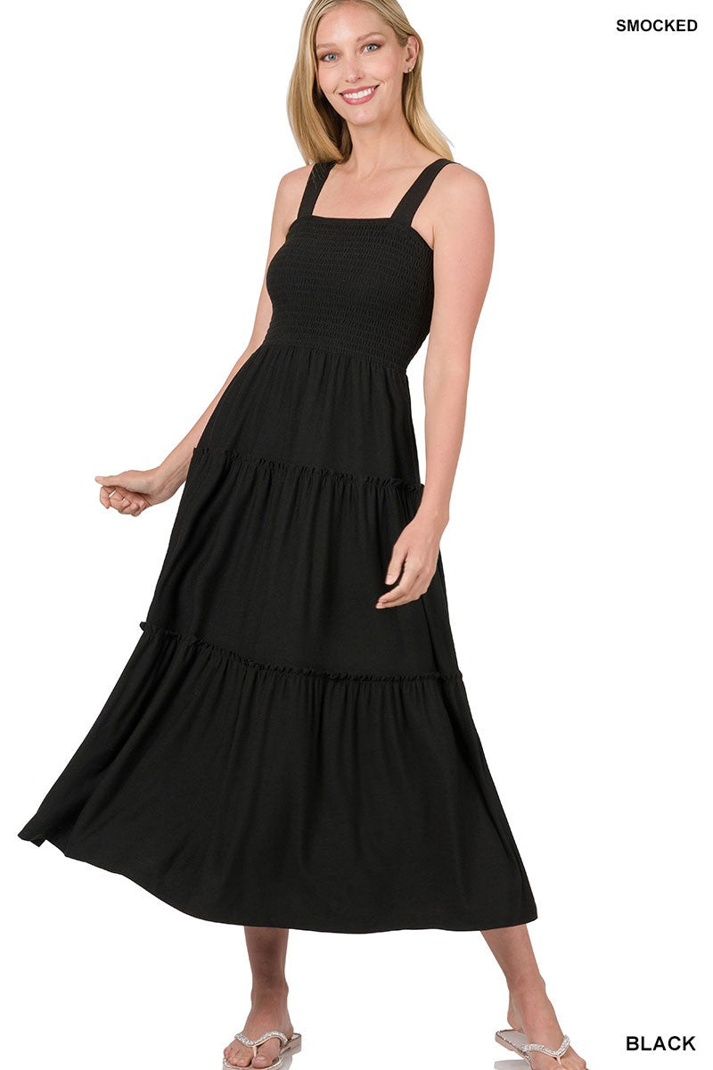 Black Smocked Top Max Dress