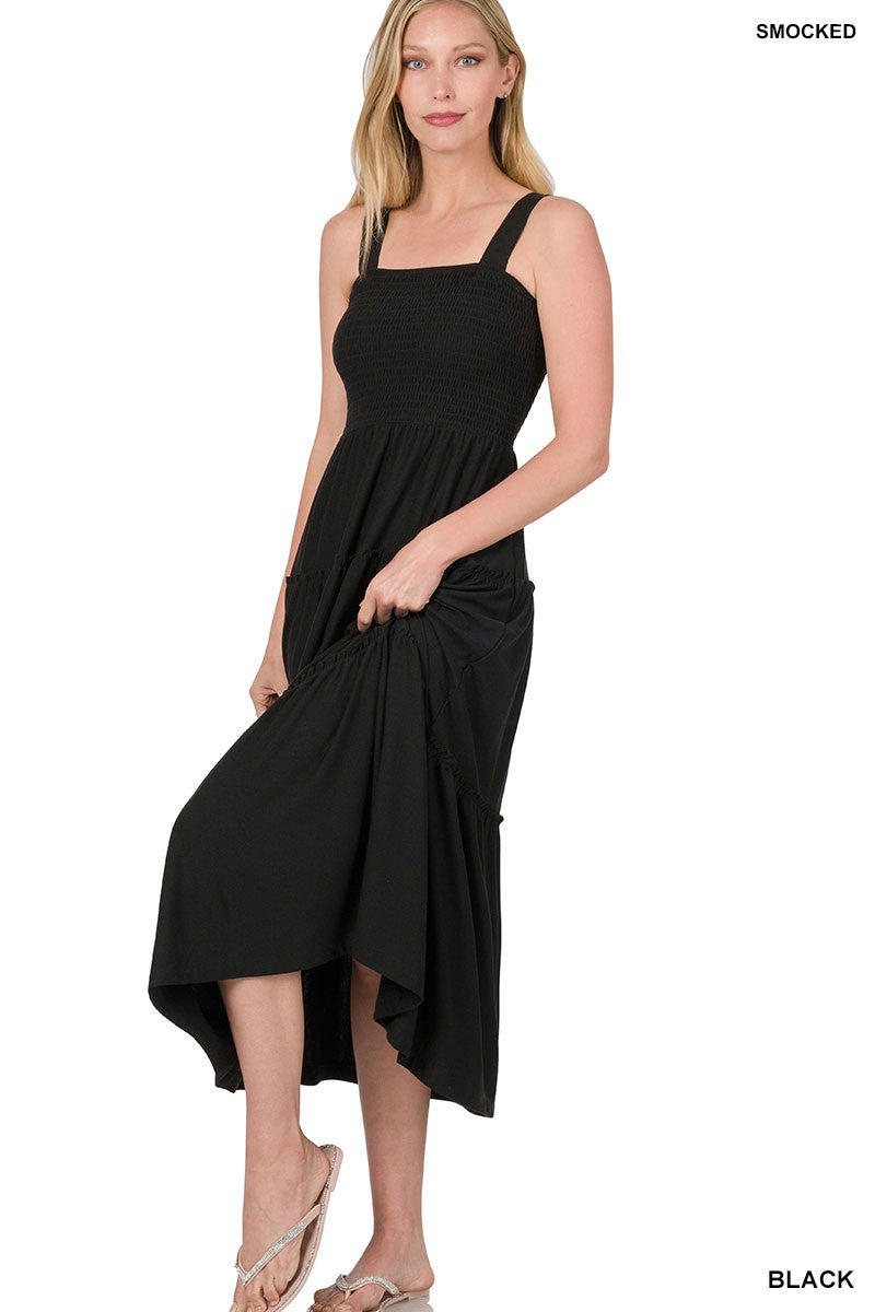 Black Smocked Top Max Dress