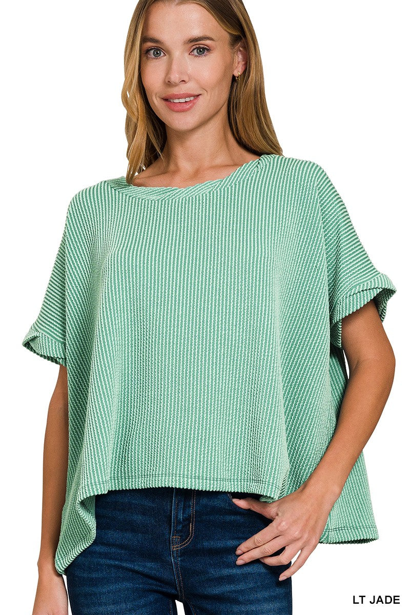 Mint Ribbed Oversized Top