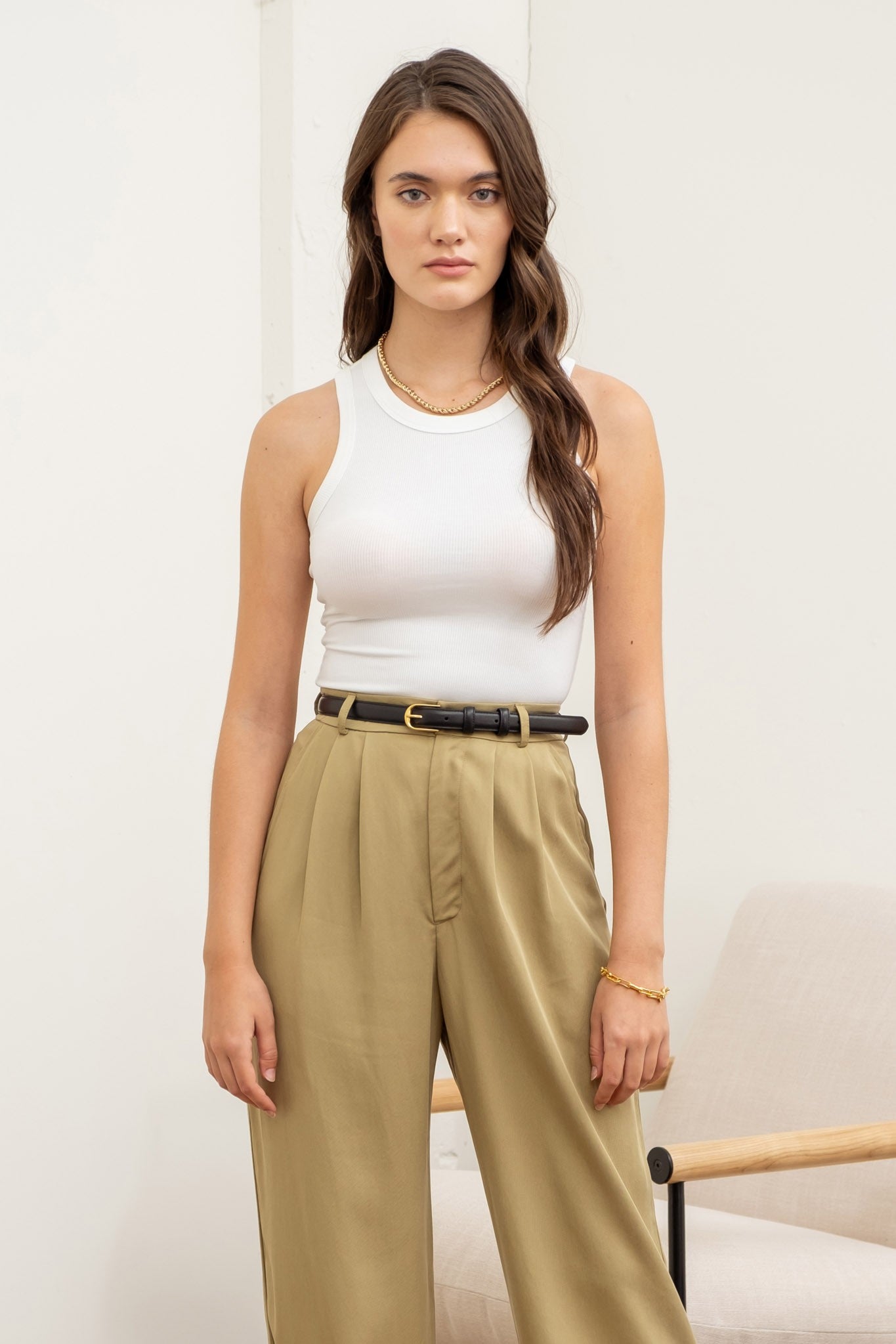 White Rib Sleeveless Tank Top