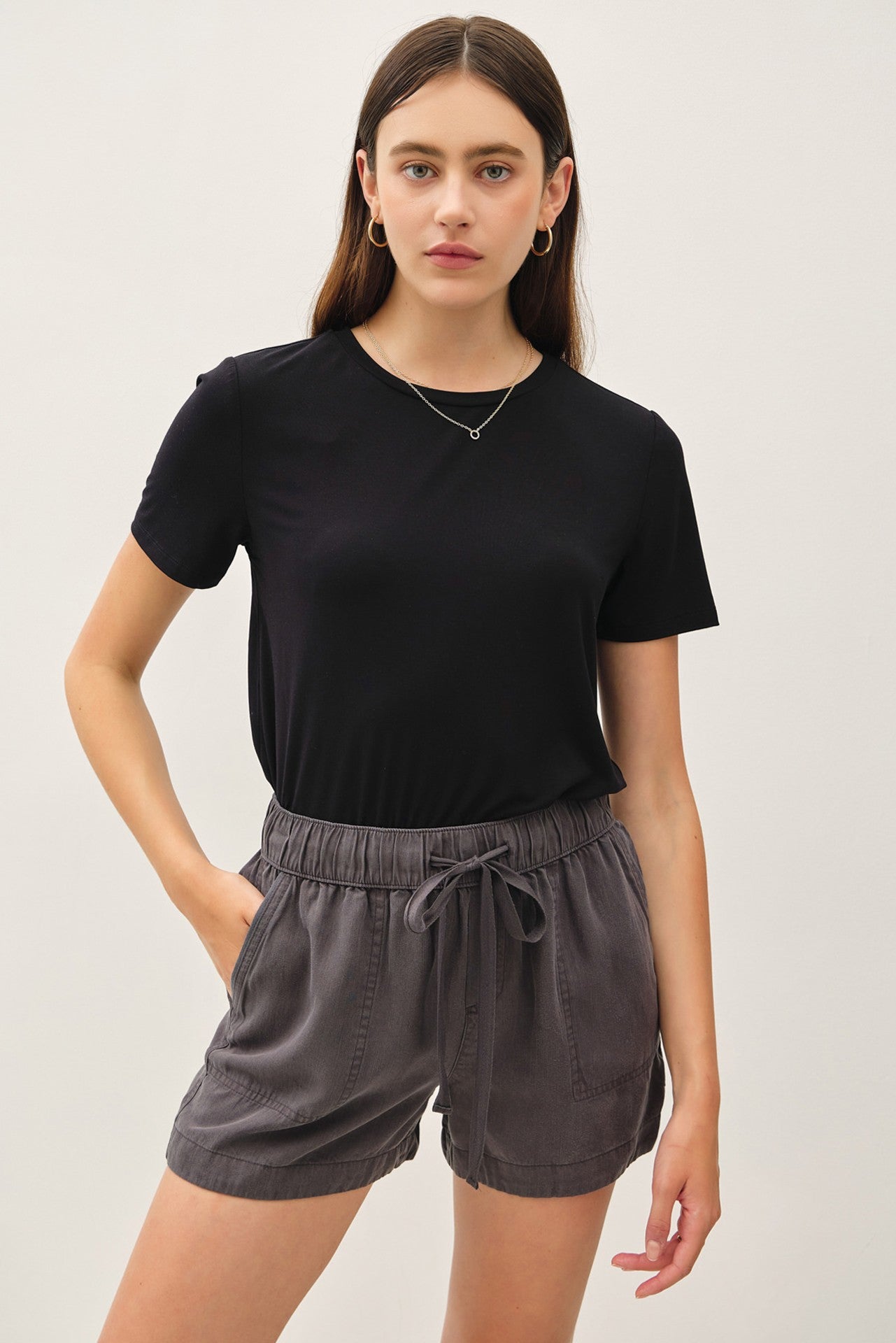 Charcoal Tencel Shorts
