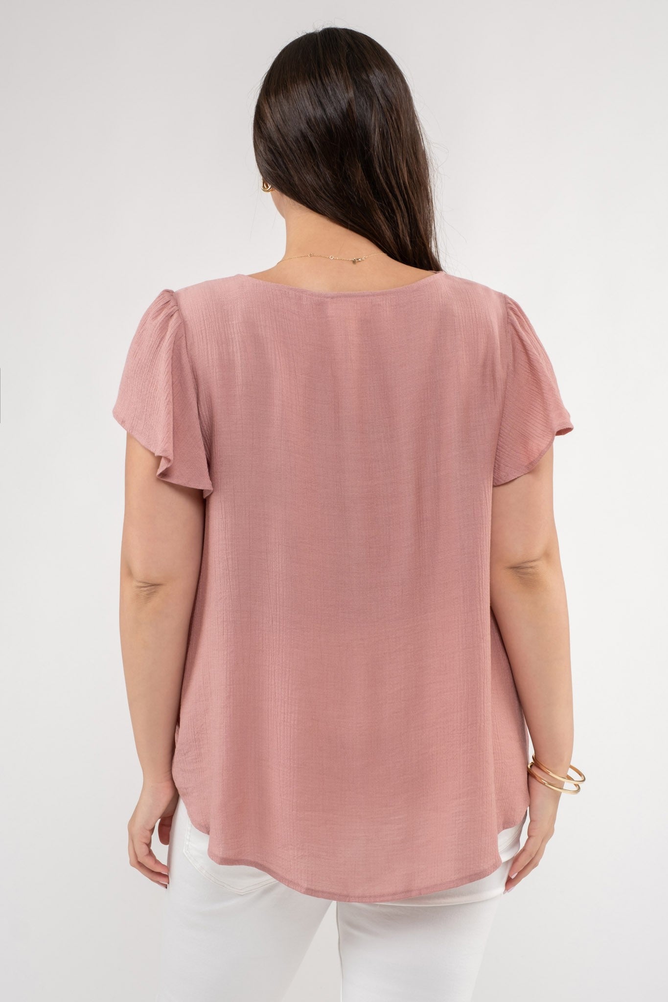 Blush Scallop Short Sleeve Top