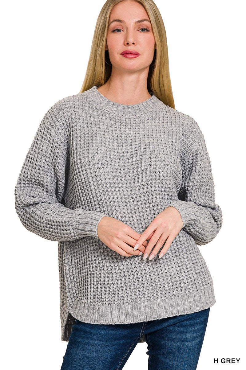 H. Grey Waffle Knit Sweater