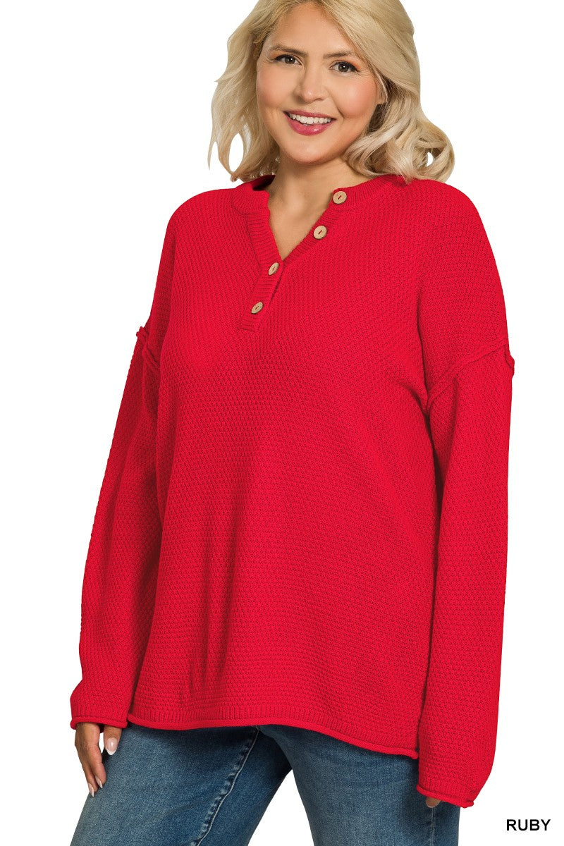 Ruby Buttoned Thermal Henley Top