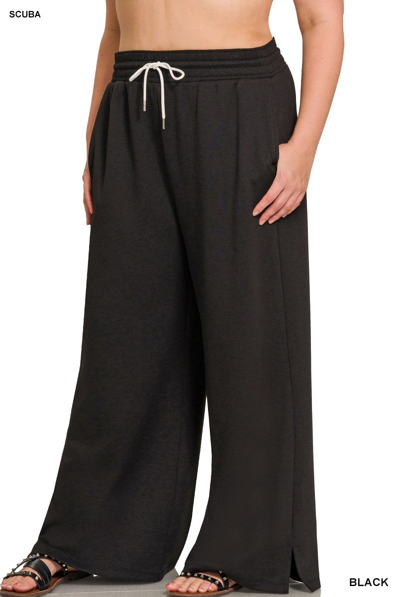 Black Scuba Drawstring Pants