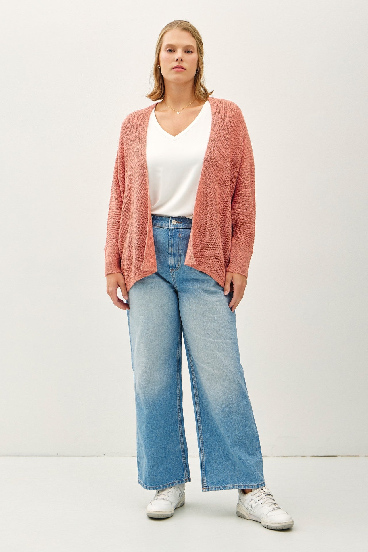 Dusty Coral Knitted Dolman Cardi
