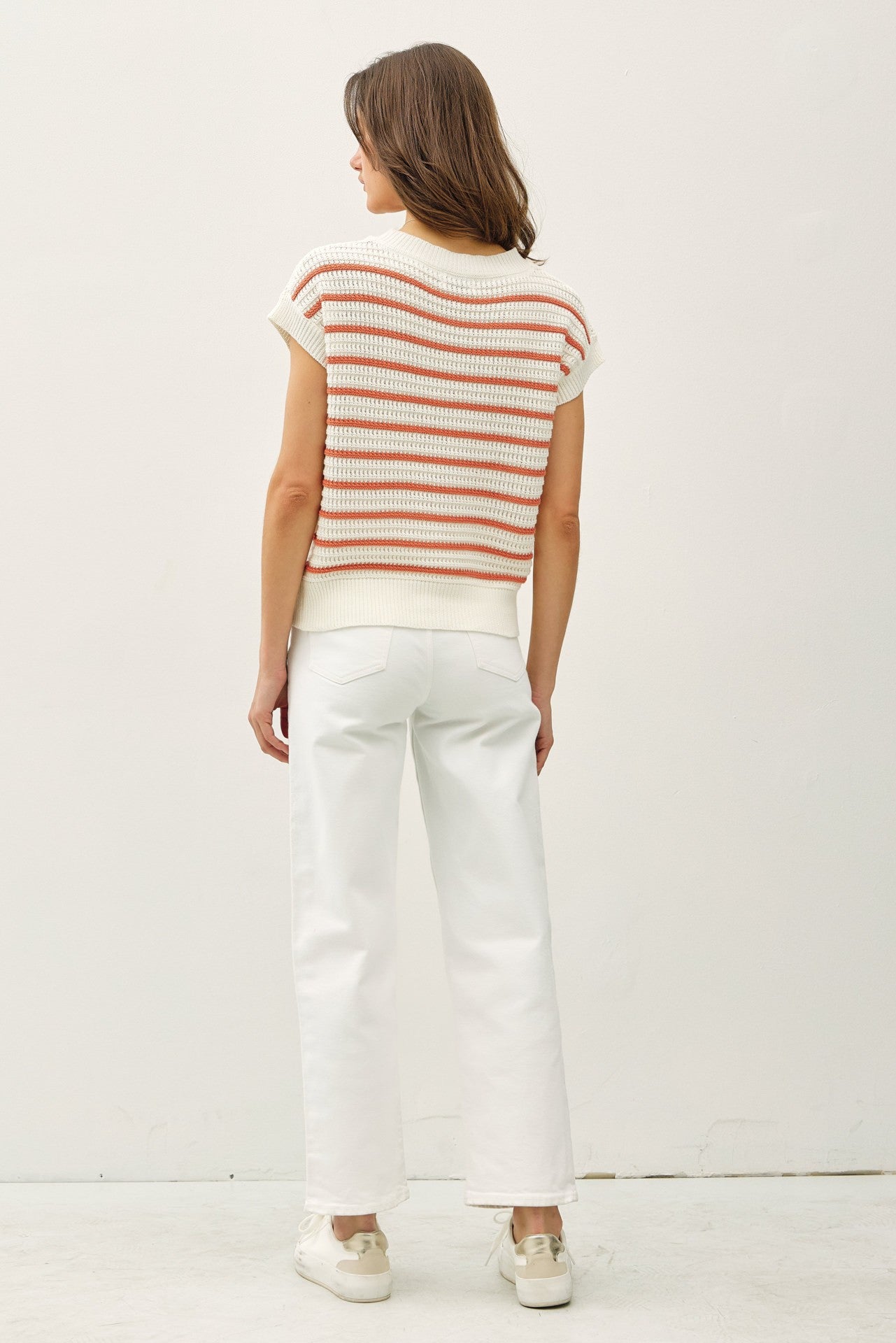 Cream/Rust Stripe Knitted Sweater