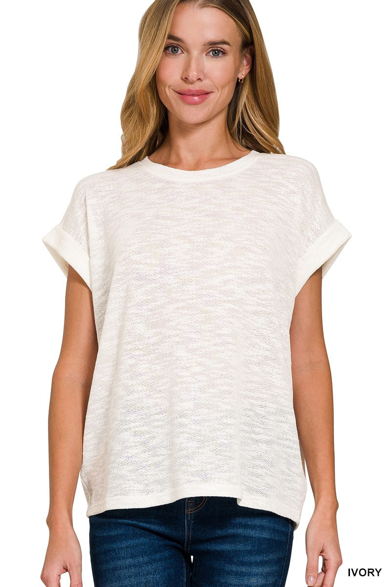 Ivory Hacci Short Sleeve Top