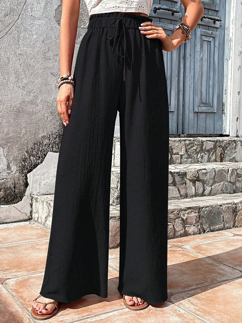 Black Casual Wide Leg Pants