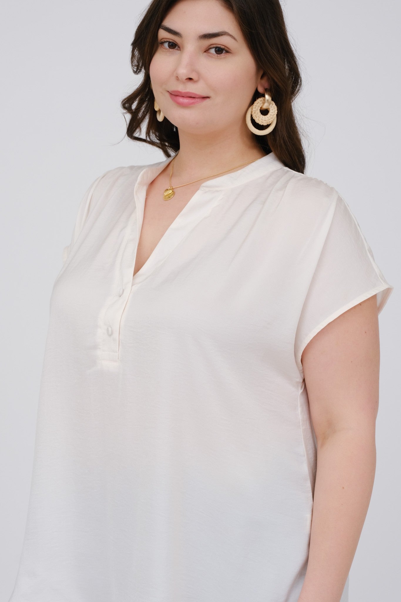 Light Ivory V-Neck Blouse