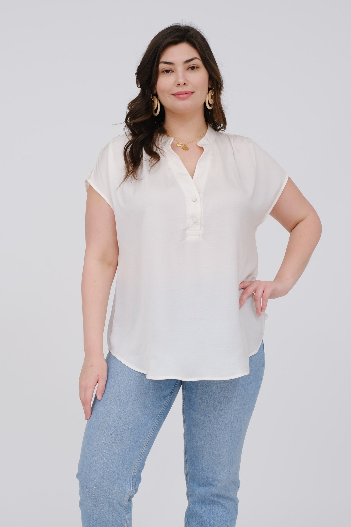 Light Ivory V-Neck Blouse