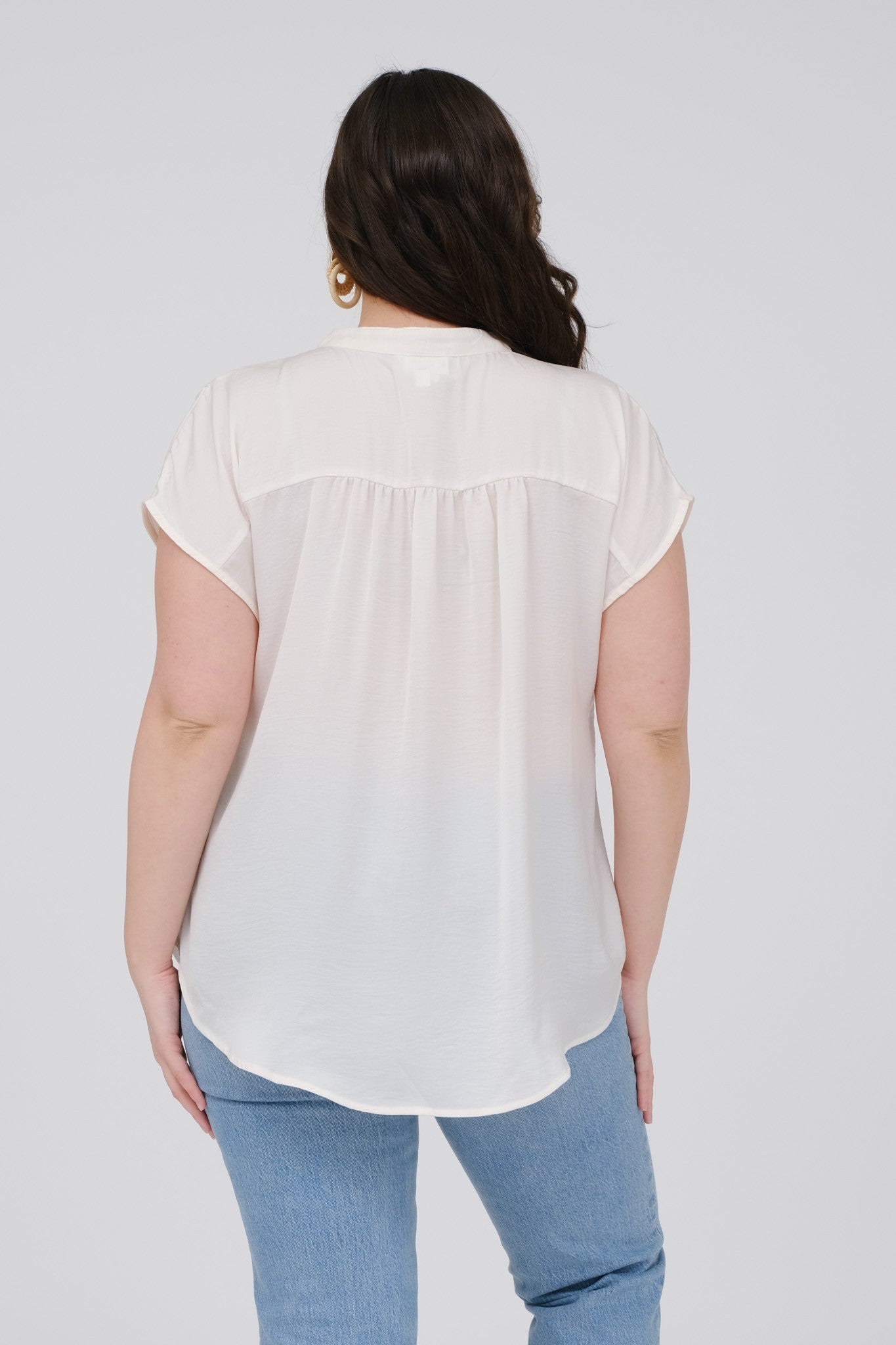 Light Ivory V-Neck Blouse