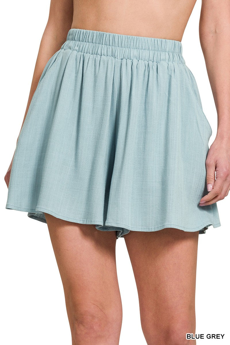 Blue/Grey Woven Elastic Shorts