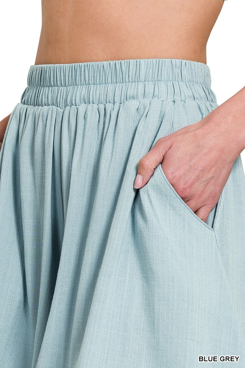 Blue/Grey Woven Elastic Shorts