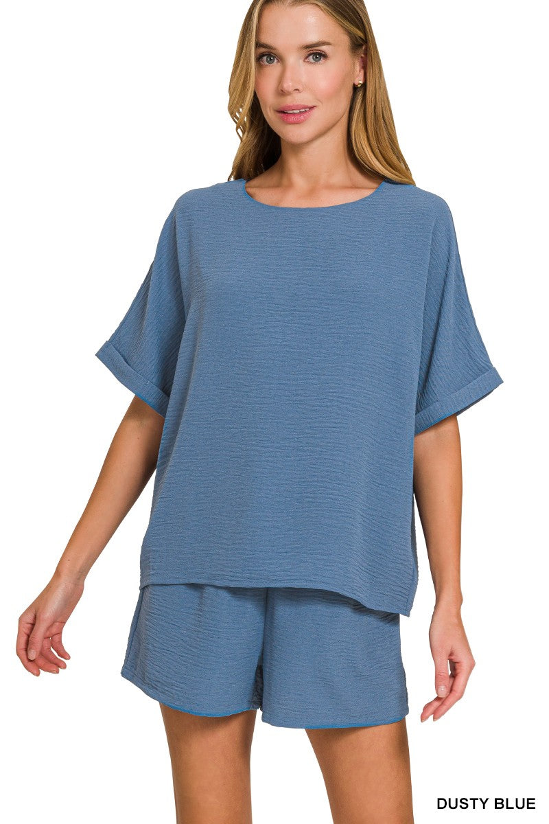 Blue Two-Piece Short Set
