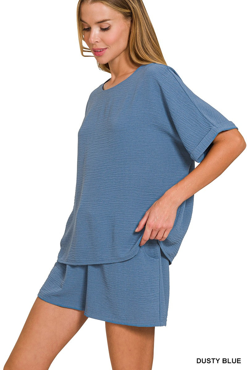 Blue Two-Piece Short Set