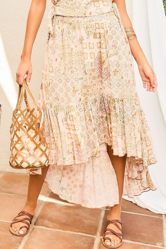 Blush Dainty Print Hi-Low Skirt