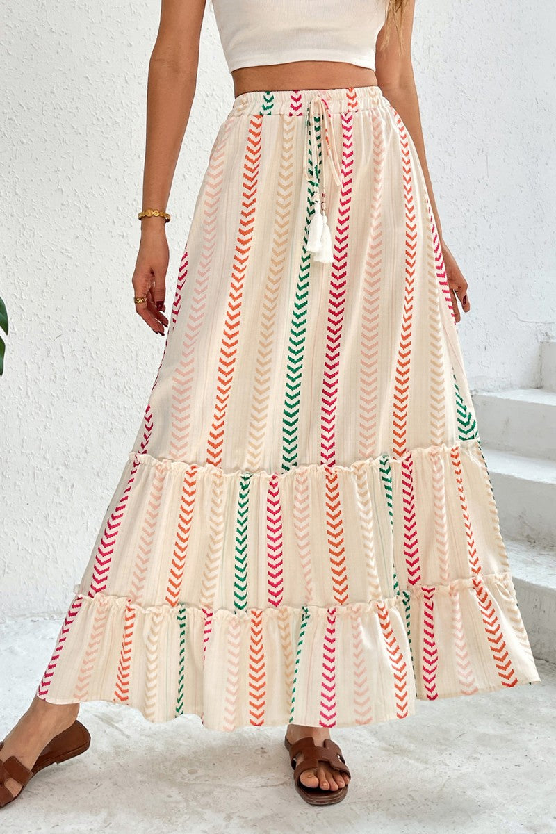 Mult-Stripe Maxi Skirt