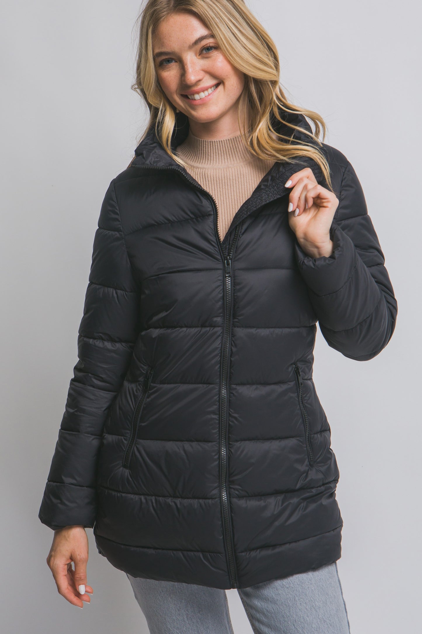 Black Long Quilted Puffer Jacket