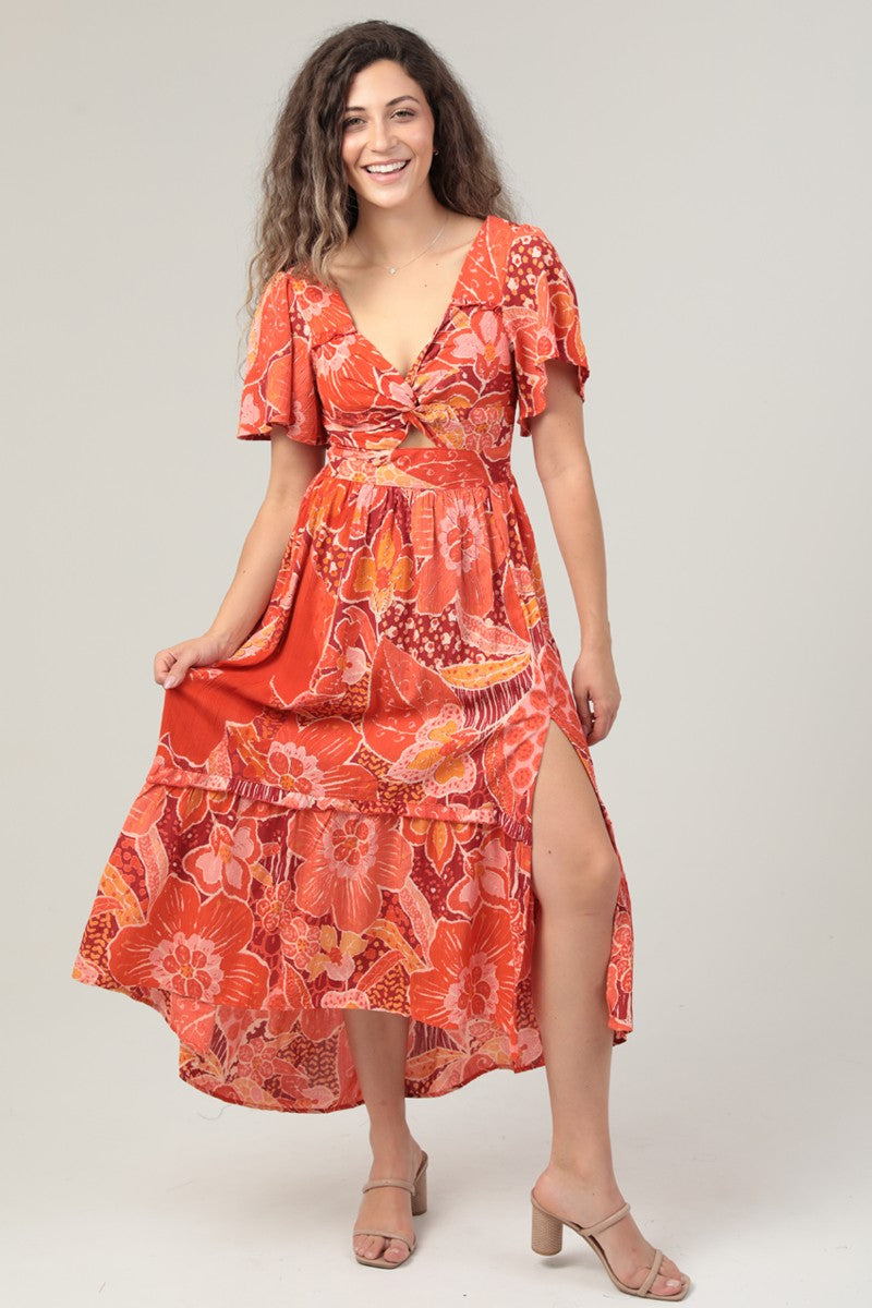 Scarlet Front Twist Maxi Dress