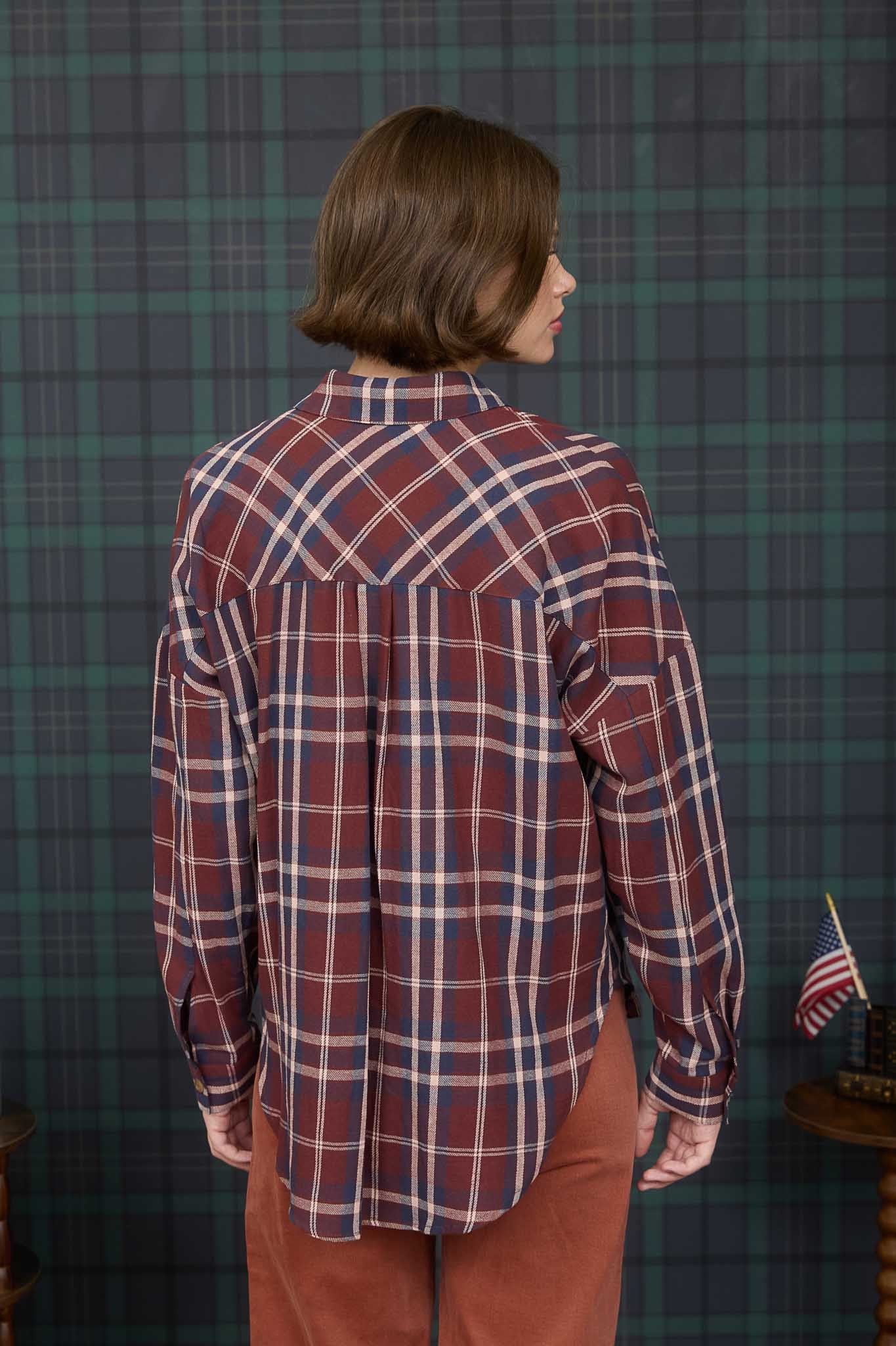 Burgundy Plaid Button Down