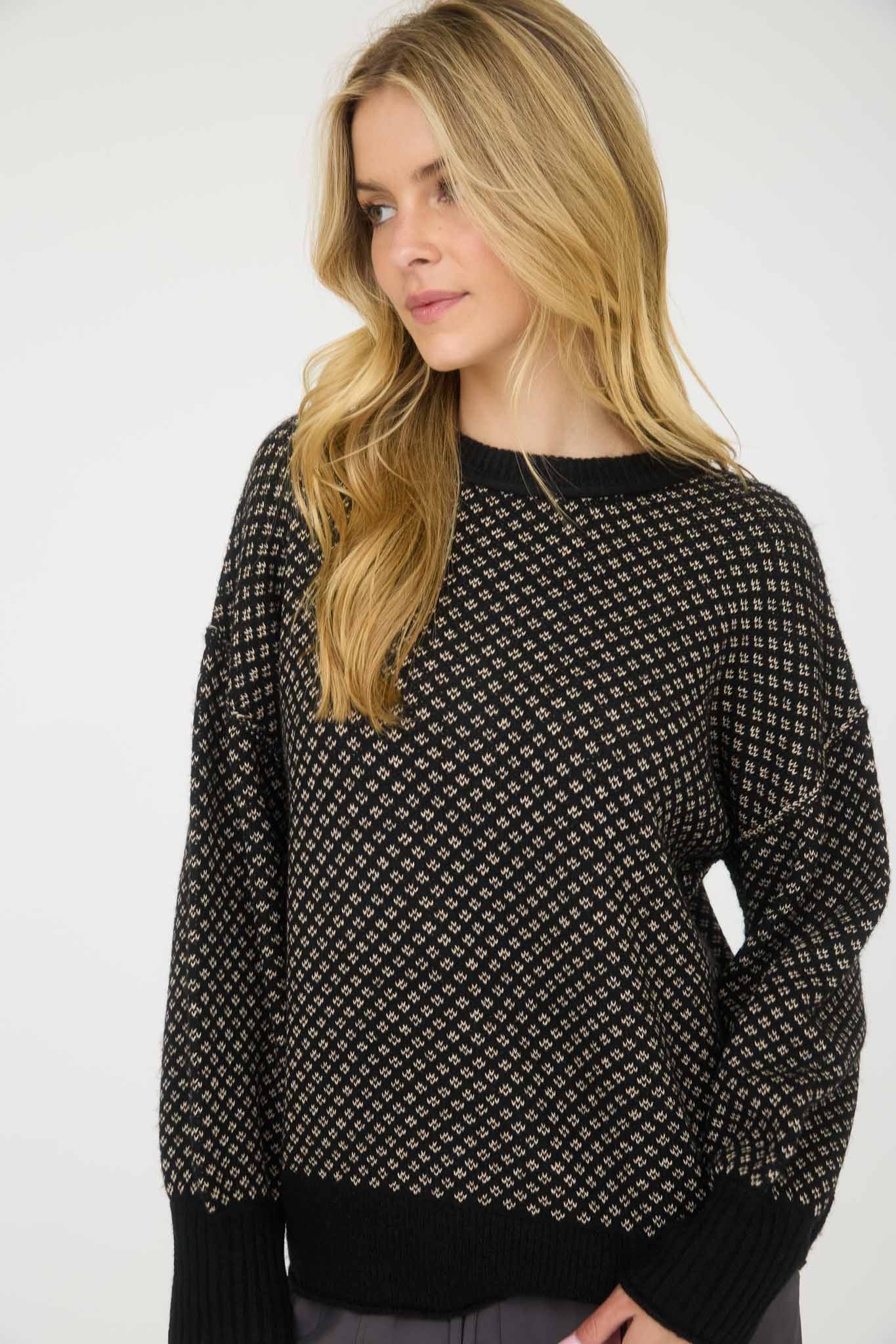 Black Jacquard Knit Sweater