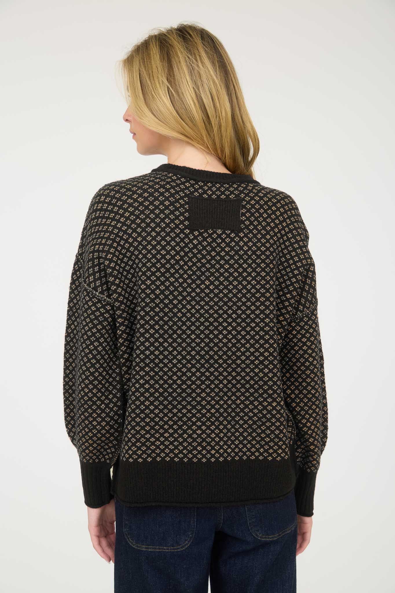 Black Jacquard Knit Sweater