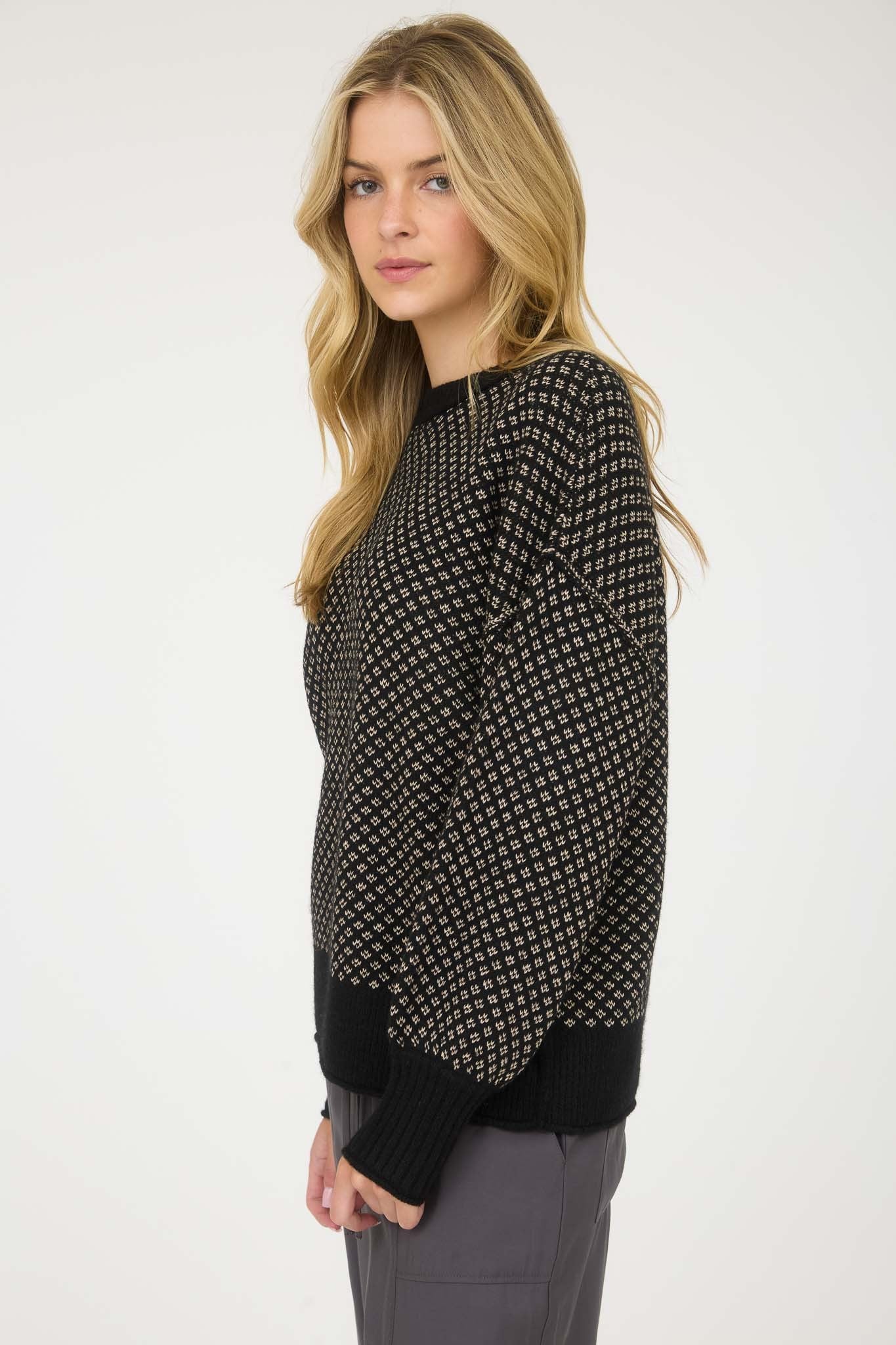 Black Jacquard Knit Sweater