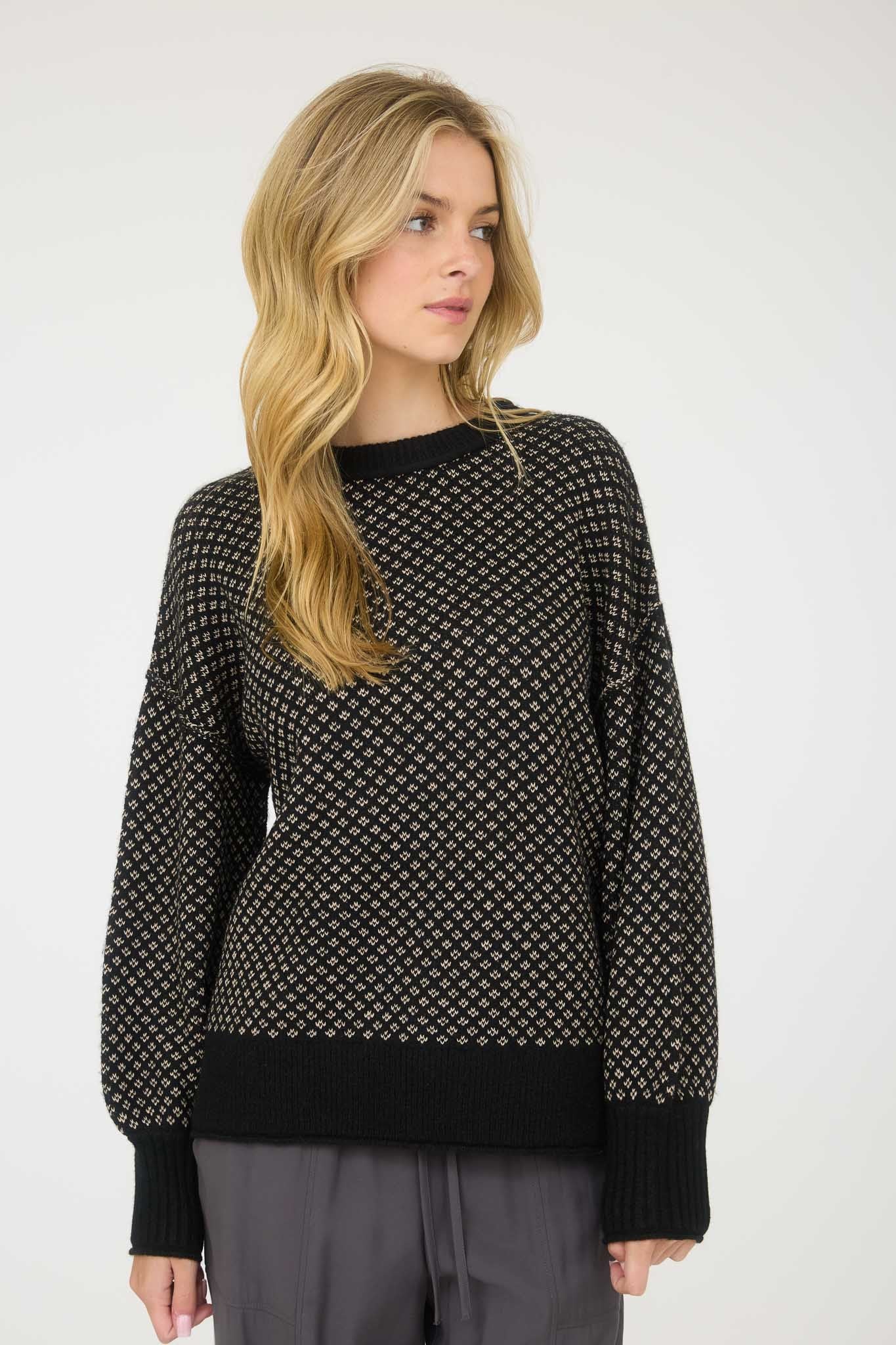 Black Jacquard Knit Sweater