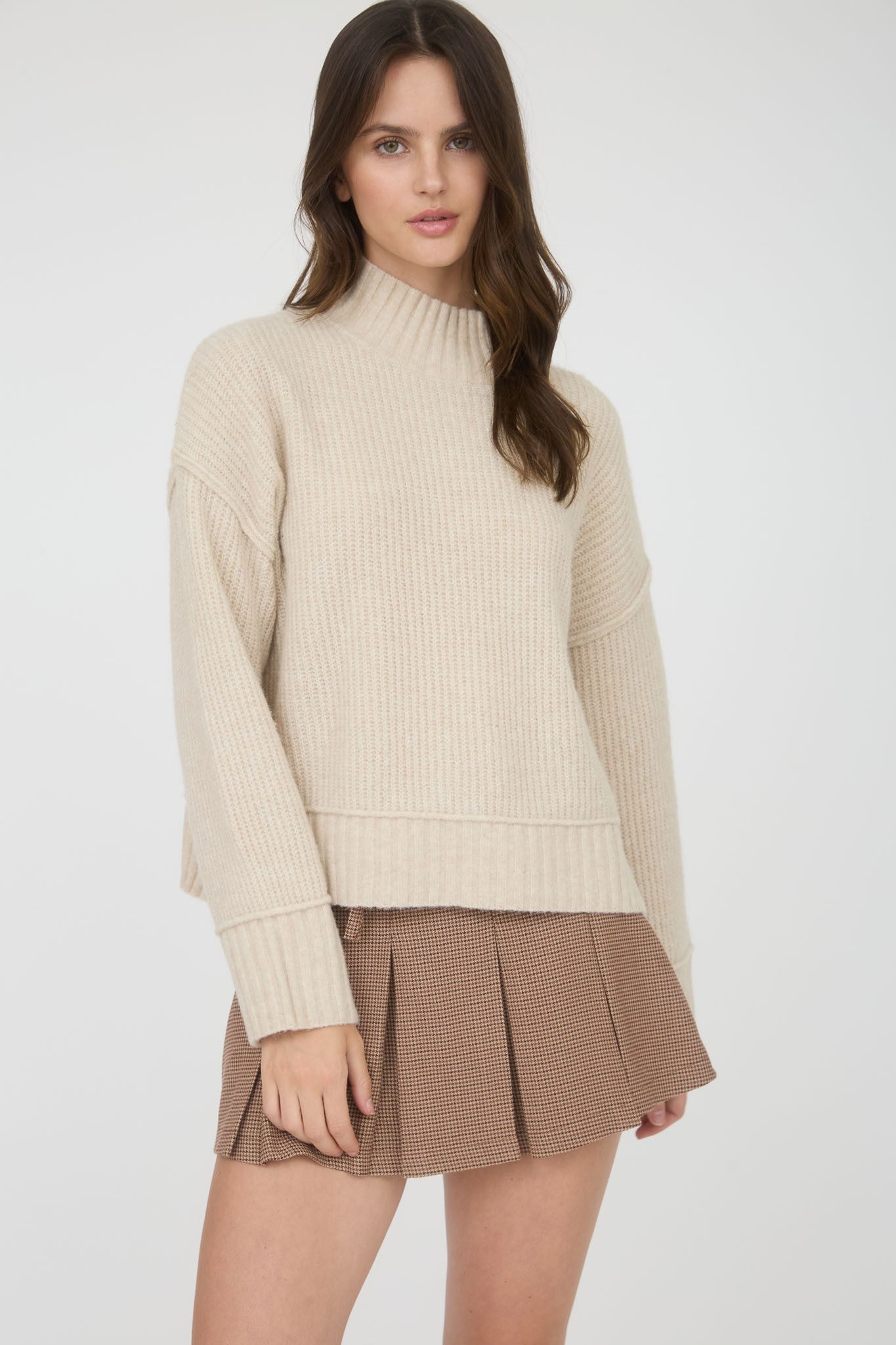 Light Tan Mock Neck Sweater