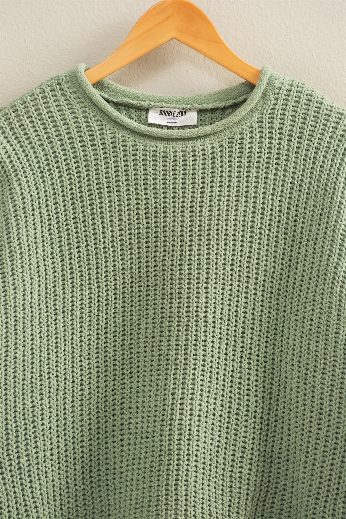 Light Sage Rolled Sweater
