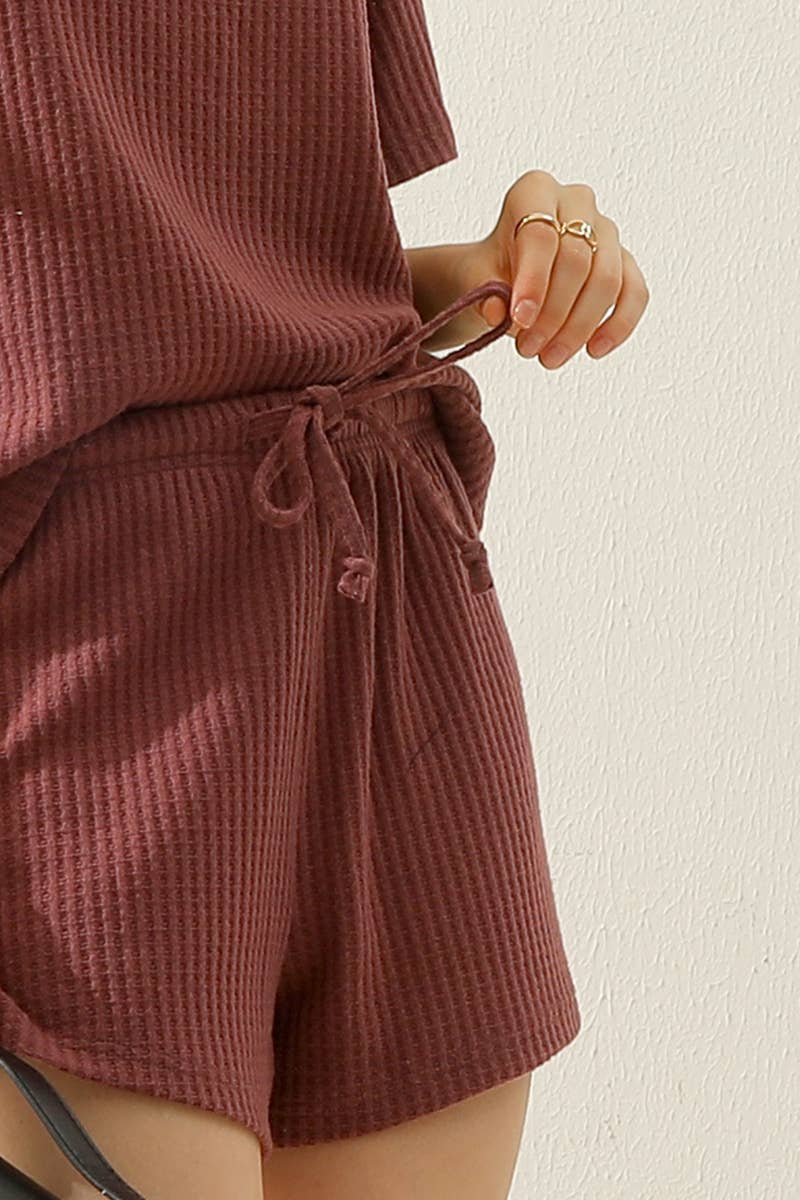 Mauve Super Comfy Waffle Knit Short Set