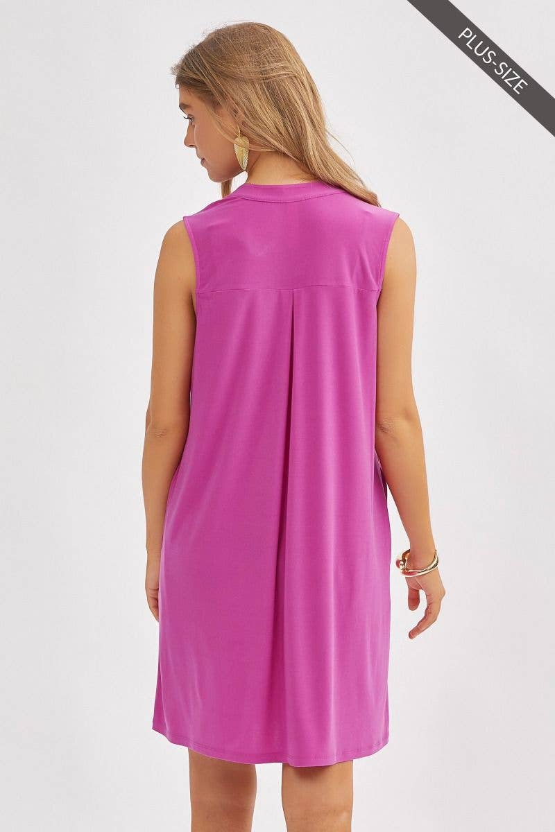 Magenta Elegant Solid Colored Dress