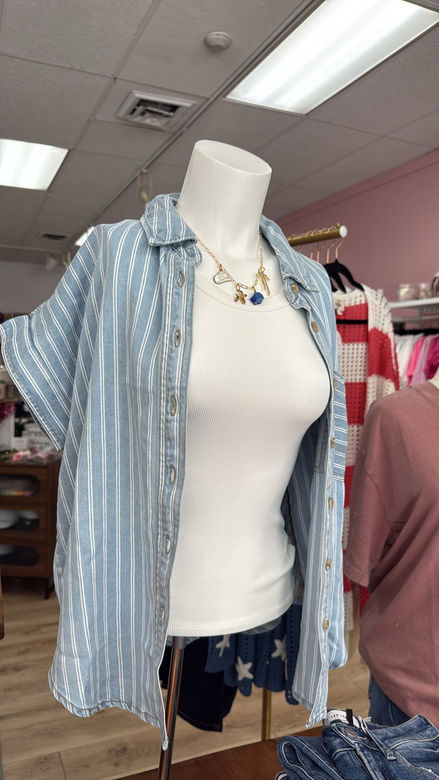 Stripe Chambray Button Down Shirt