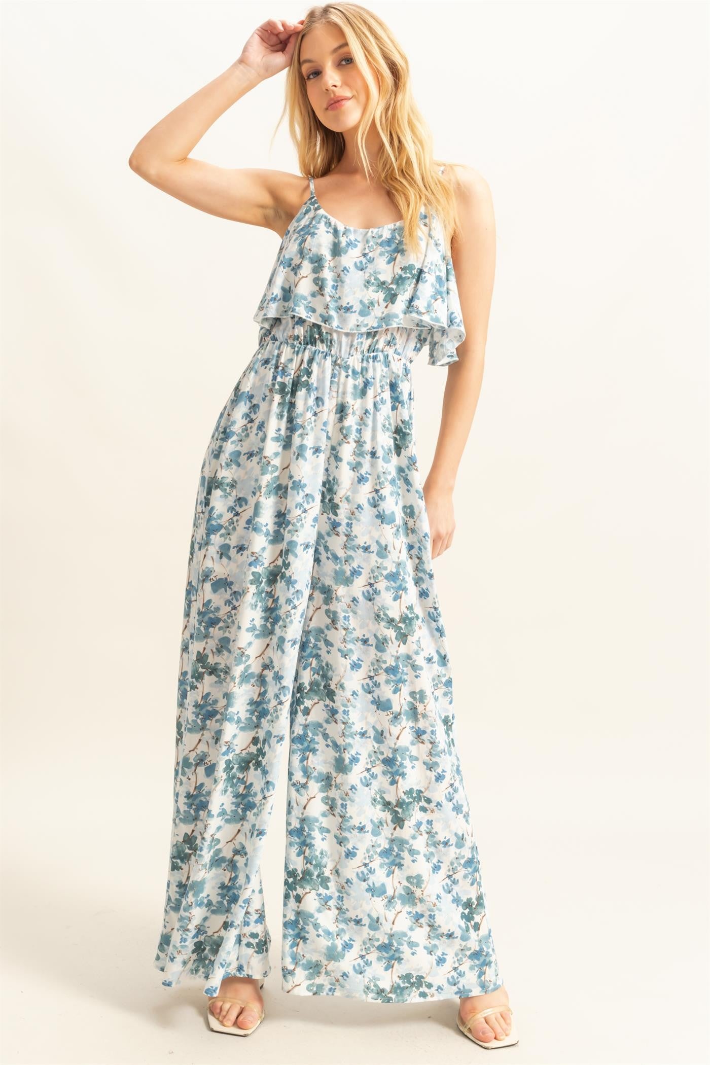 Blue Dainty Floral Jumpsuit