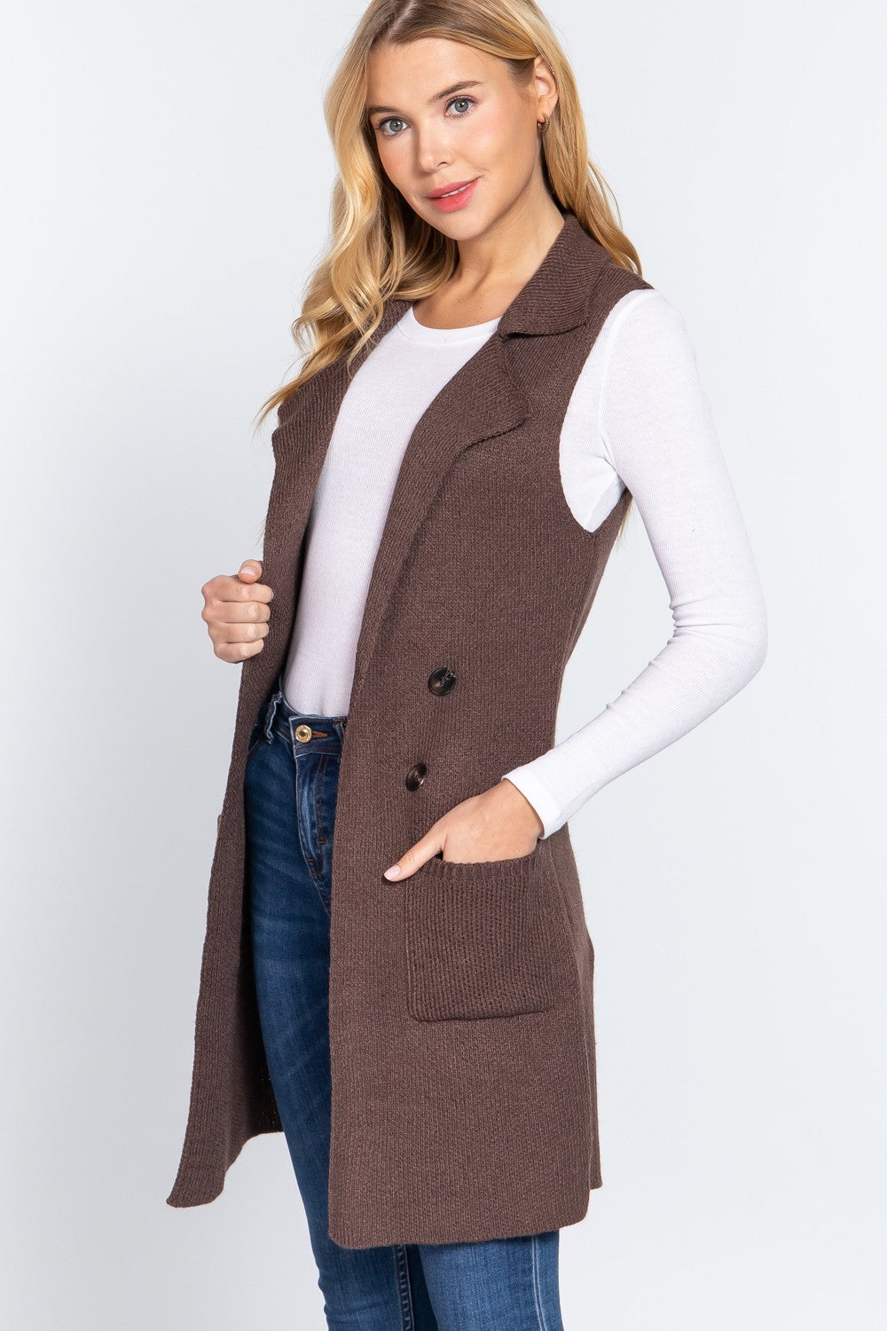 Bown Long Collared Sweater Vest