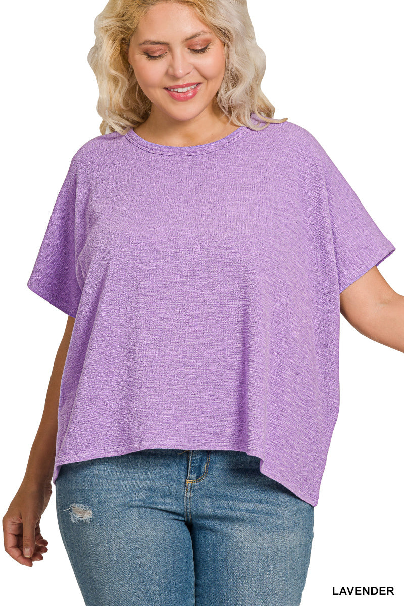 Lavender Cotton Slub Oversized Tee