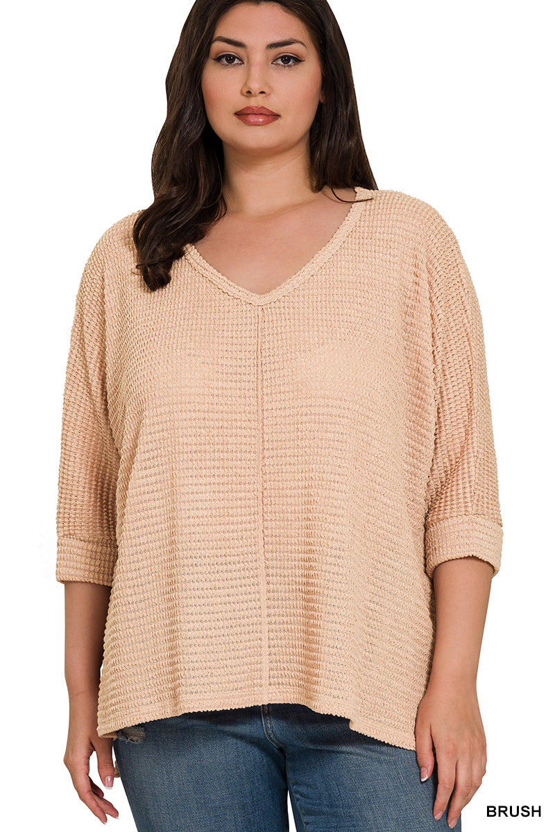 Brush 3/4 Sleeve Lightweight Sweater