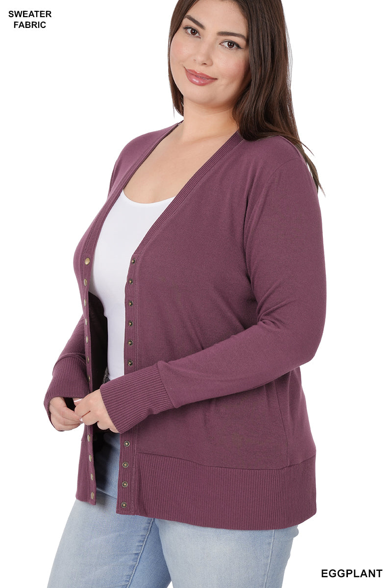 Eggplant Snap Cardigan