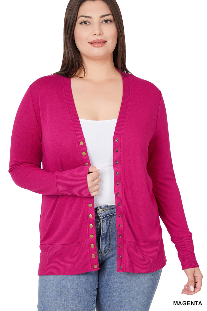 Magenta Snap Cardigan